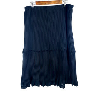 Cato Skirt Large Black Midi Tiered Pleat Pull On Whimsigoth Vamp Dark Romantic